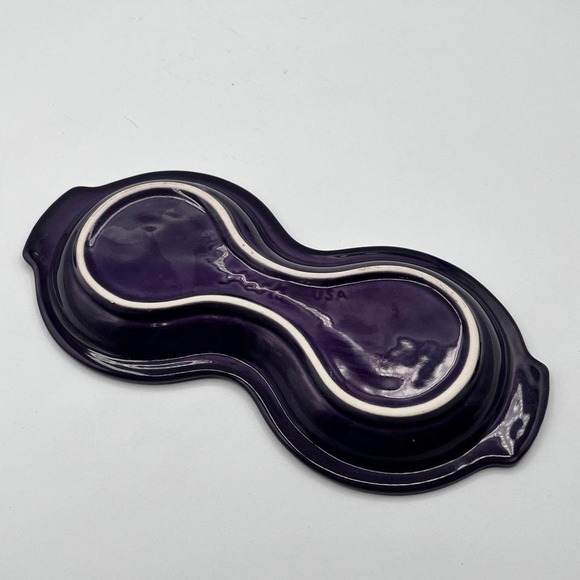 Fiesta Ware Purple Plum Double Peanut Relish Tray USA Vintage Glass Dish - Picture 3 of 5
